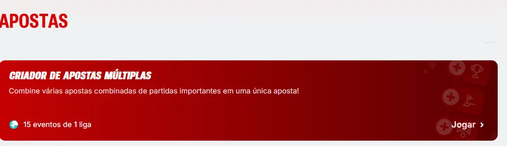 Criador de apostas m&uacute;ltiplas da Superbet